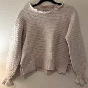 Madewell - RUFFLE-NECK PULLOVER SWEATER IN COTTON-MERINO YARN